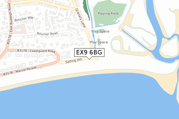 EX9 6BG map - large scale - OS Open Zoomstack (Ordnance Survey)