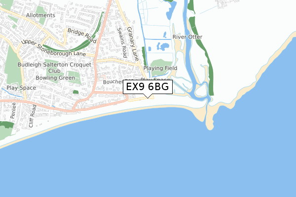 EX9 6BG map - small scale - OS Open Zoomstack (Ordnance Survey)