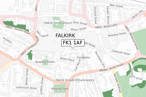 FK1 1AF map - large scale - OS Open Zoomstack (Ordnance Survey)