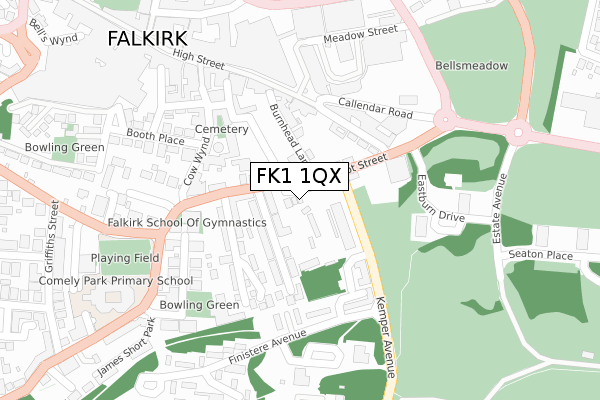 FK1 1QX map - large scale - OS Open Zoomstack (Ordnance Survey)