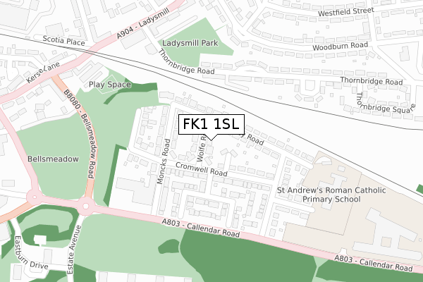 FK1 1SL map - large scale - OS Open Zoomstack (Ordnance Survey)