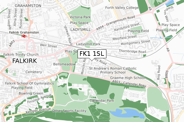 FK1 1SL map - small scale - OS Open Zoomstack (Ordnance Survey)