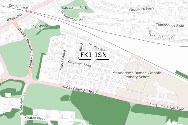 FK1 1SN map - large scale - OS Open Zoomstack (Ordnance Survey)