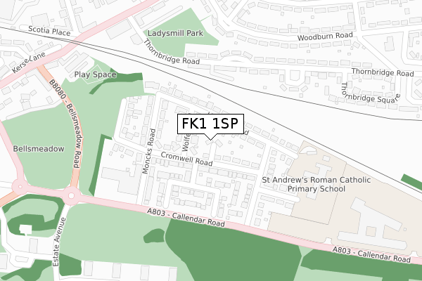 FK1 1SP map - large scale - OS Open Zoomstack (Ordnance Survey)