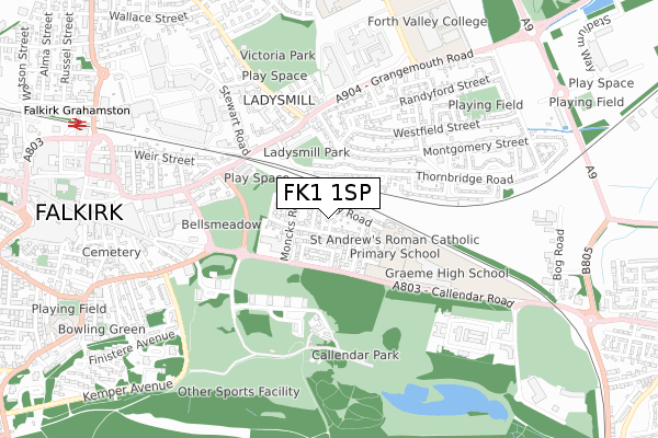 FK1 1SP map - small scale - OS Open Zoomstack (Ordnance Survey)