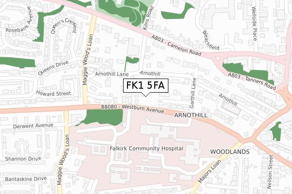 FK1 5FA map - large scale - OS Open Zoomstack (Ordnance Survey)