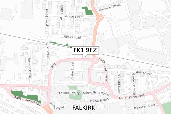 FK1 9FZ map - large scale - OS Open Zoomstack (Ordnance Survey)