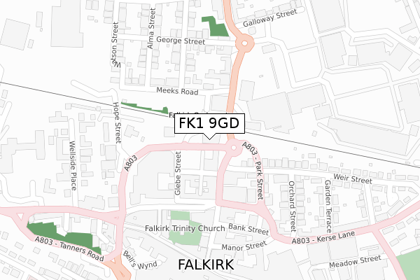 FK1 9GD map - large scale - OS Open Zoomstack (Ordnance Survey)