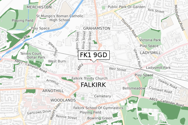 FK1 9GD map - small scale - OS Open Zoomstack (Ordnance Survey)