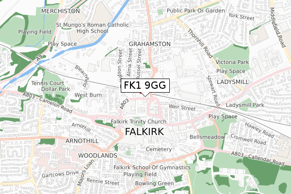 FK1 9GG map - small scale - OS Open Zoomstack (Ordnance Survey)