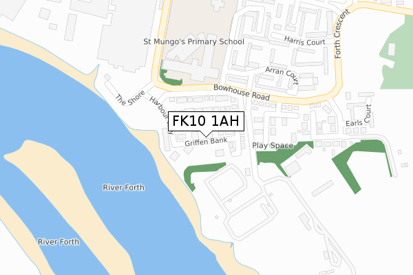 FK10 1AH map - large scale - OS Open Zoomstack (Ordnance Survey)