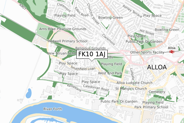 FK10 1AJ map - small scale - OS Open Zoomstack (Ordnance Survey)