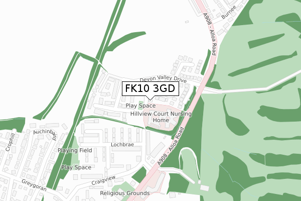 FK10 3GD map - large scale - OS Open Zoomstack (Ordnance Survey)