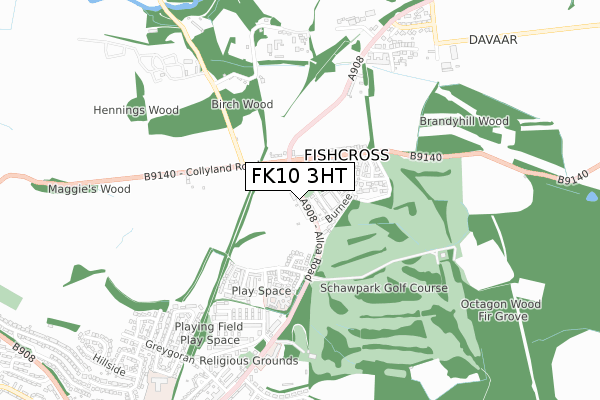 FK10 3HT map - small scale - OS Open Zoomstack (Ordnance Survey)