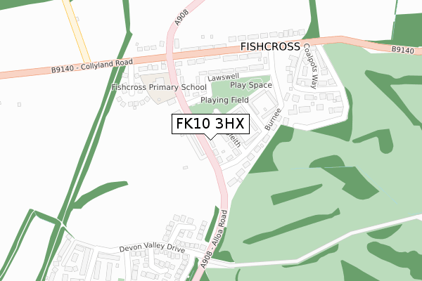 FK10 3HX map - large scale - OS Open Zoomstack (Ordnance Survey)