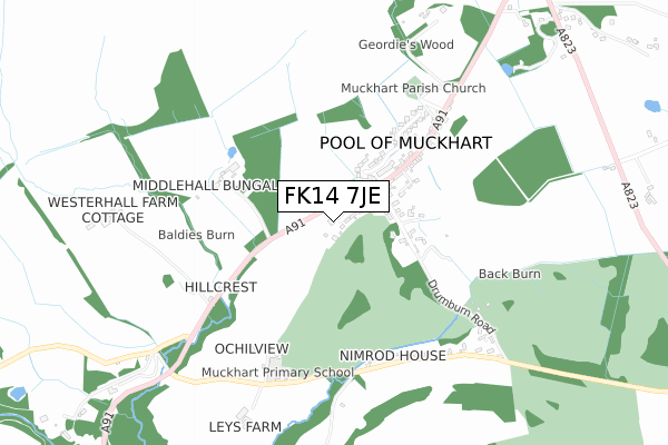 FK14 7JE map - small scale - OS Open Zoomstack (Ordnance Survey)