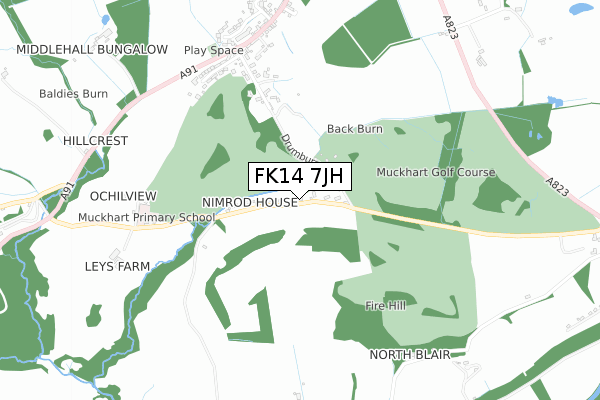 FK14 7JH map - small scale - OS Open Zoomstack (Ordnance Survey)