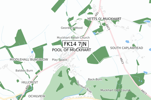 FK14 7JN map - small scale - OS Open Zoomstack (Ordnance Survey)