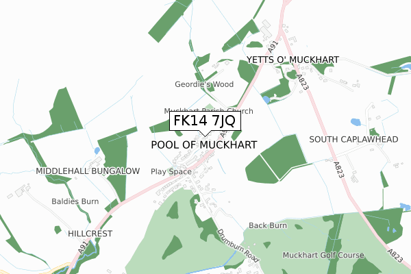 FK14 7JQ map - small scale - OS Open Zoomstack (Ordnance Survey)