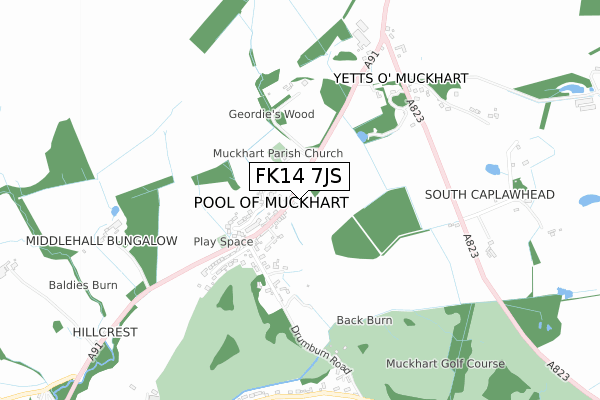 FK14 7JS map - small scale - OS Open Zoomstack (Ordnance Survey)