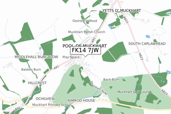 FK14 7JW map - small scale - OS Open Zoomstack (Ordnance Survey)