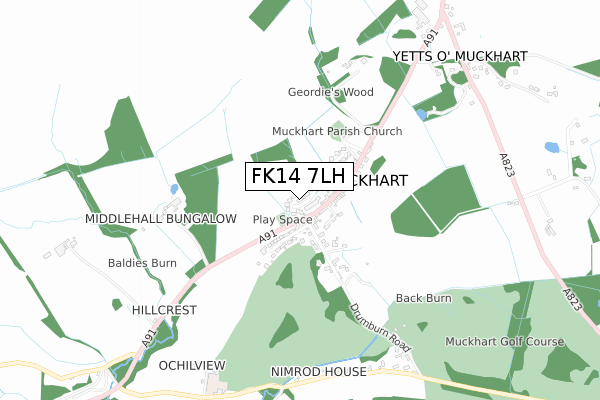 FK14 7LH map - small scale - OS Open Zoomstack (Ordnance Survey)