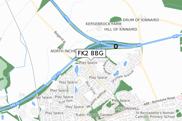 FK2 8BG map - small scale - OS Open Zoomstack (Ordnance Survey)