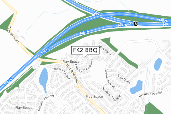 FK2 8BQ map - large scale - OS Open Zoomstack (Ordnance Survey)