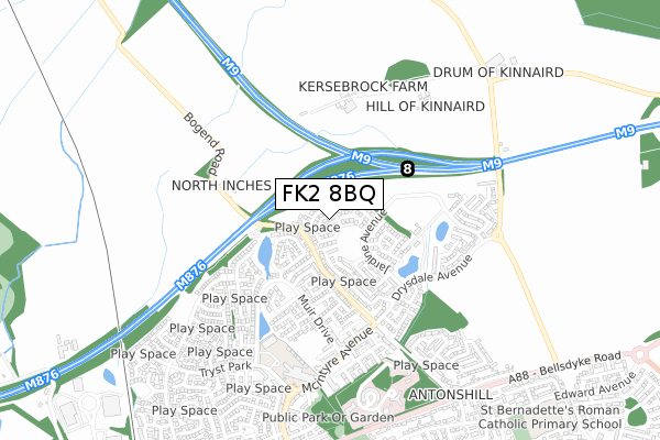 FK2 8BQ map - small scale - OS Open Zoomstack (Ordnance Survey)