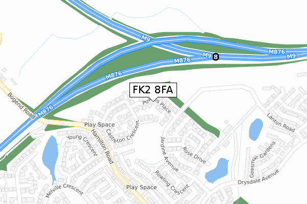 FK2 8FA map - large scale - OS Open Zoomstack (Ordnance Survey)