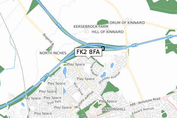 FK2 8FA map - small scale - OS Open Zoomstack (Ordnance Survey)