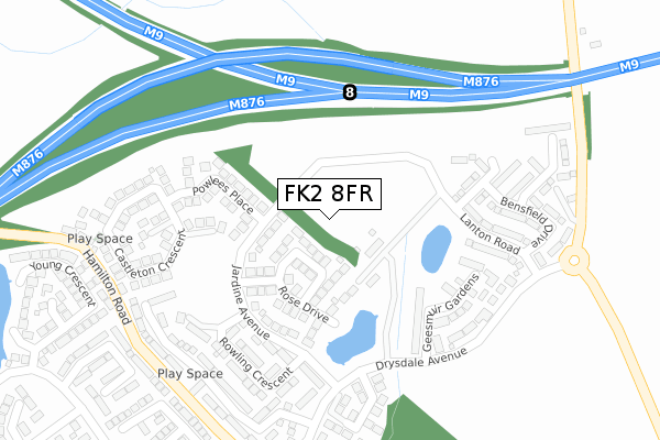 FK2 8FR map - large scale - OS Open Zoomstack (Ordnance Survey)