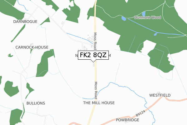 FK2 8QZ map - small scale - OS Open Zoomstack (Ordnance Survey)