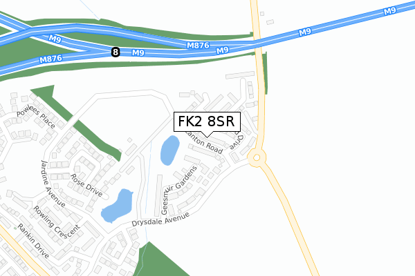 FK2 8SR map - large scale - OS Open Zoomstack (Ordnance Survey)