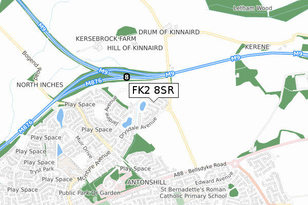 FK2 8SR map - small scale - OS Open Zoomstack (Ordnance Survey)