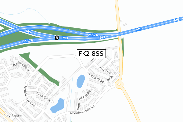 FK2 8SS map - large scale - OS Open Zoomstack (Ordnance Survey)