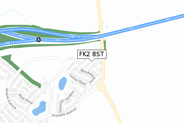 FK2 8ST map - large scale - OS Open Zoomstack (Ordnance Survey)