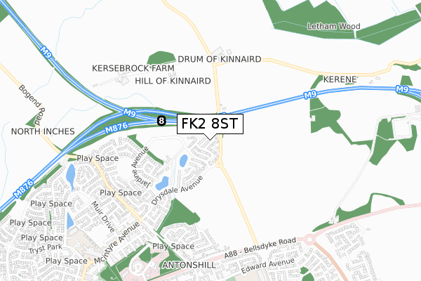 FK2 8ST map - small scale - OS Open Zoomstack (Ordnance Survey)