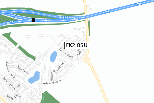 FK2 8SU map - large scale - OS Open Zoomstack (Ordnance Survey)