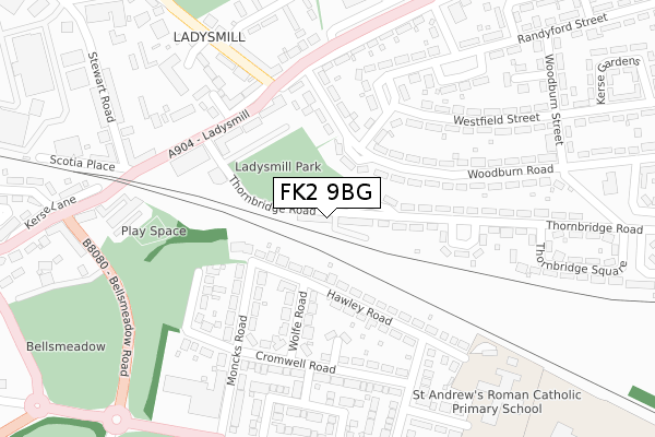 FK2 9BG map - large scale - OS Open Zoomstack (Ordnance Survey)