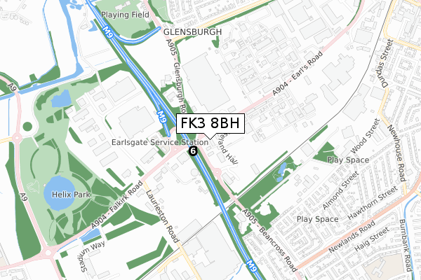 FK3 8BH map - small scale - OS Open Zoomstack (Ordnance Survey)