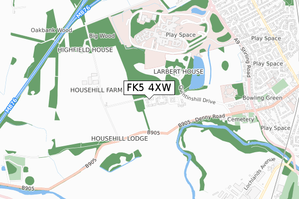 FK5 4XW map - small scale - OS Open Zoomstack (Ordnance Survey)