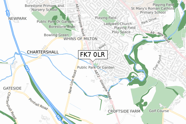 FK7 0LR map - small scale - OS Open Zoomstack (Ordnance Survey)