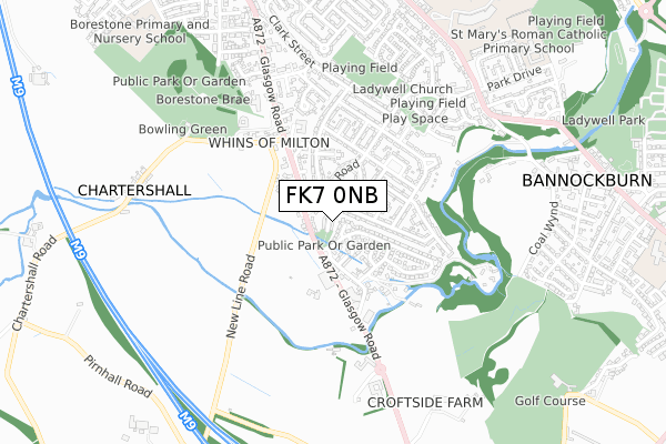 FK7 0NB map - small scale - OS Open Zoomstack (Ordnance Survey)