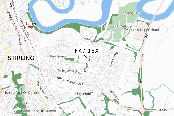 FK7 1EX map - small scale - OS Open Zoomstack (Ordnance Survey)