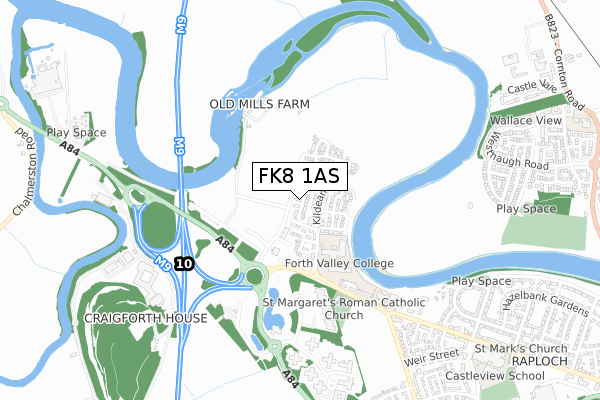 FK8 1AS map - small scale - OS Open Zoomstack (Ordnance Survey)