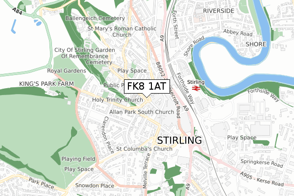 FK8 1AT map - small scale - OS Open Zoomstack (Ordnance Survey)