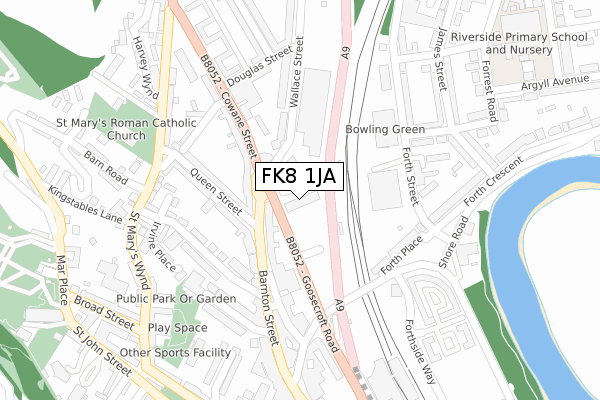 FK8 1JA map - large scale - OS Open Zoomstack (Ordnance Survey)