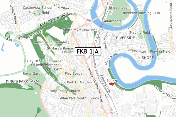 FK8 1JA map - small scale - OS Open Zoomstack (Ordnance Survey)