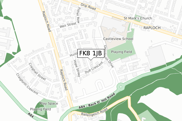 FK8 1JB map - large scale - OS Open Zoomstack (Ordnance Survey)